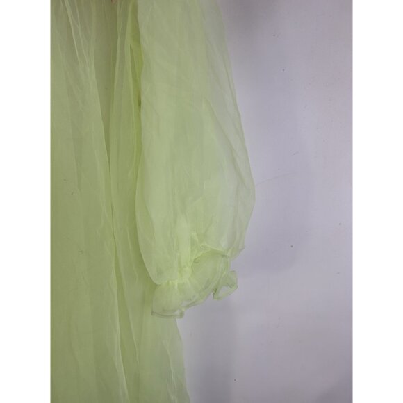 Vintage 60s Sheer Nylon Lace Negligee Baby Doll Peignoir Full Sweep - Picture 3 of 7